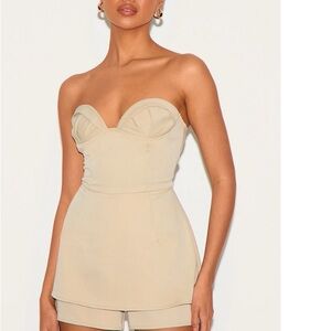 Strapless Beige Romper